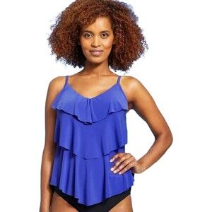 Aqua Green Women's Tiered Tankini Top UPF 50 swim top Small/Medium